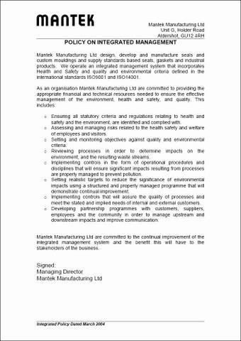 Policy statement - integrated Quality